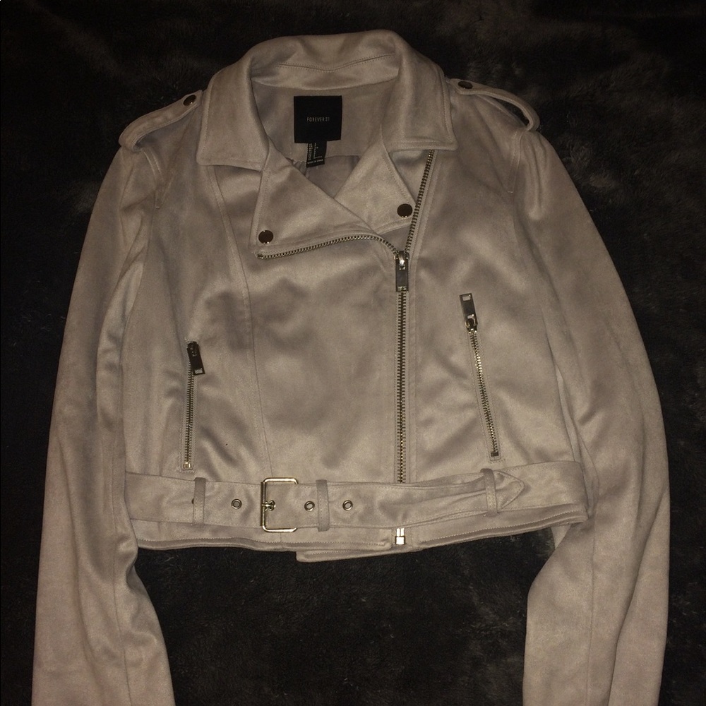 Forever 21 Gray Suede Moto Jacket